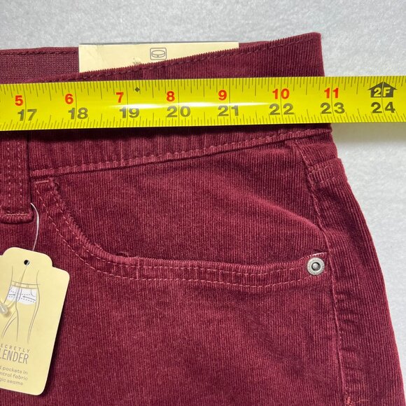 Liz Claiborne Women Wide-Leg High-Rise Stretch Burgundy Velvet Pants Sz 24W NWT - Picture 8 of 11